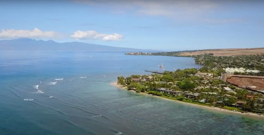 aerial view of Lahaina Maui Hawaii Cannery Mall area from 2018